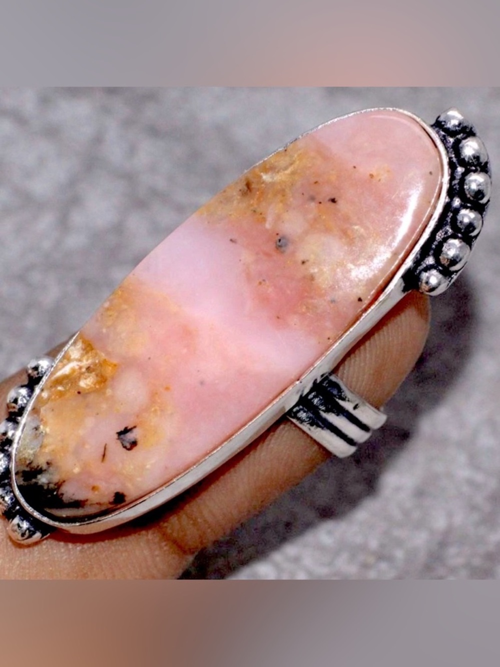 Pink Peruvian Opal Ring